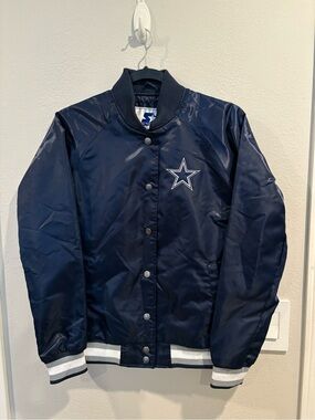 Starter Dallas Cowboys NFL Satin Jacket Women’s Size Small NWOT Navy Blue